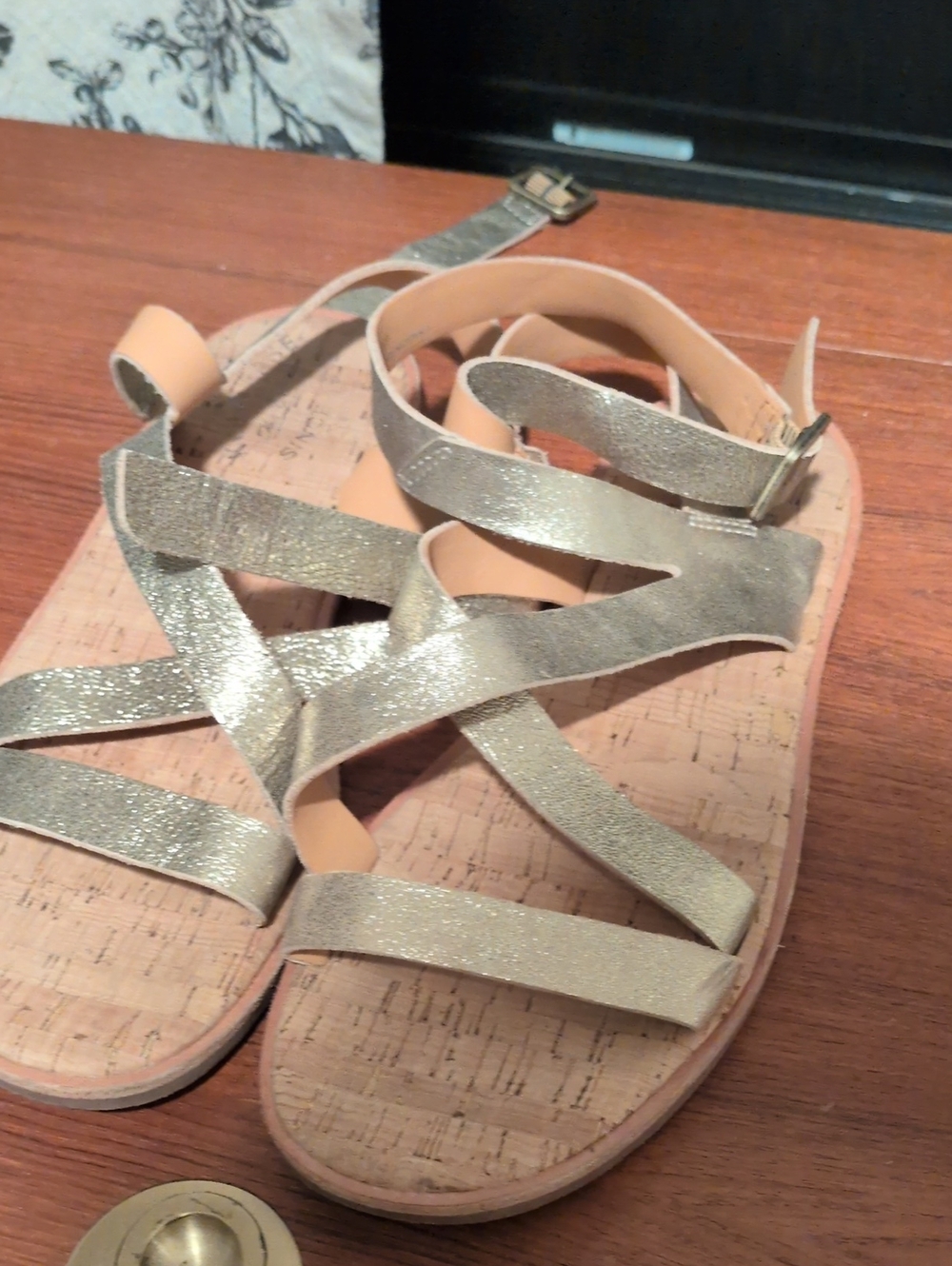 Kork Ease Women’s Strappy Metallic Gold Sandals
